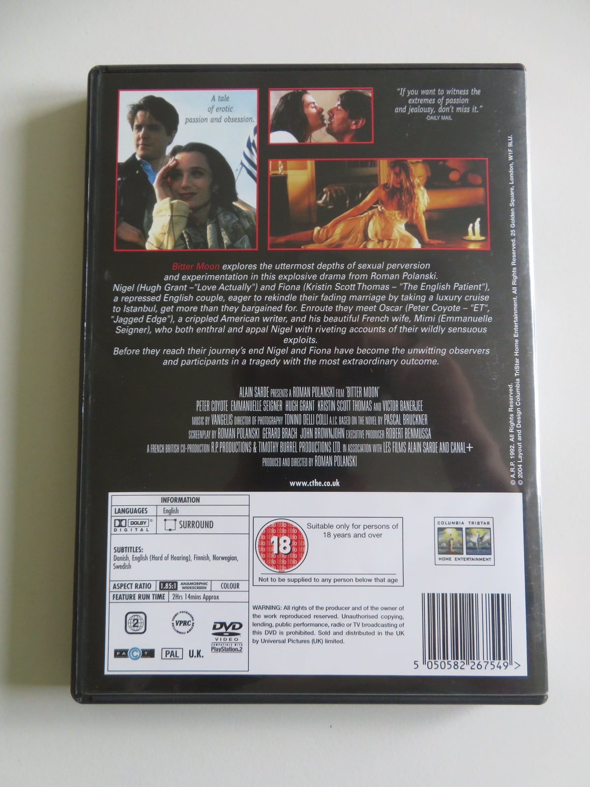Bitter Moon (DVD) Hugh Grant Kristin Scott Thomas 1994 Region 2