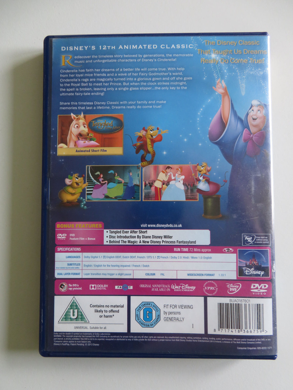Cinderella - Diamond Edition (DVD) Disney Ilene Woods, E. Audley 1950 Region 2