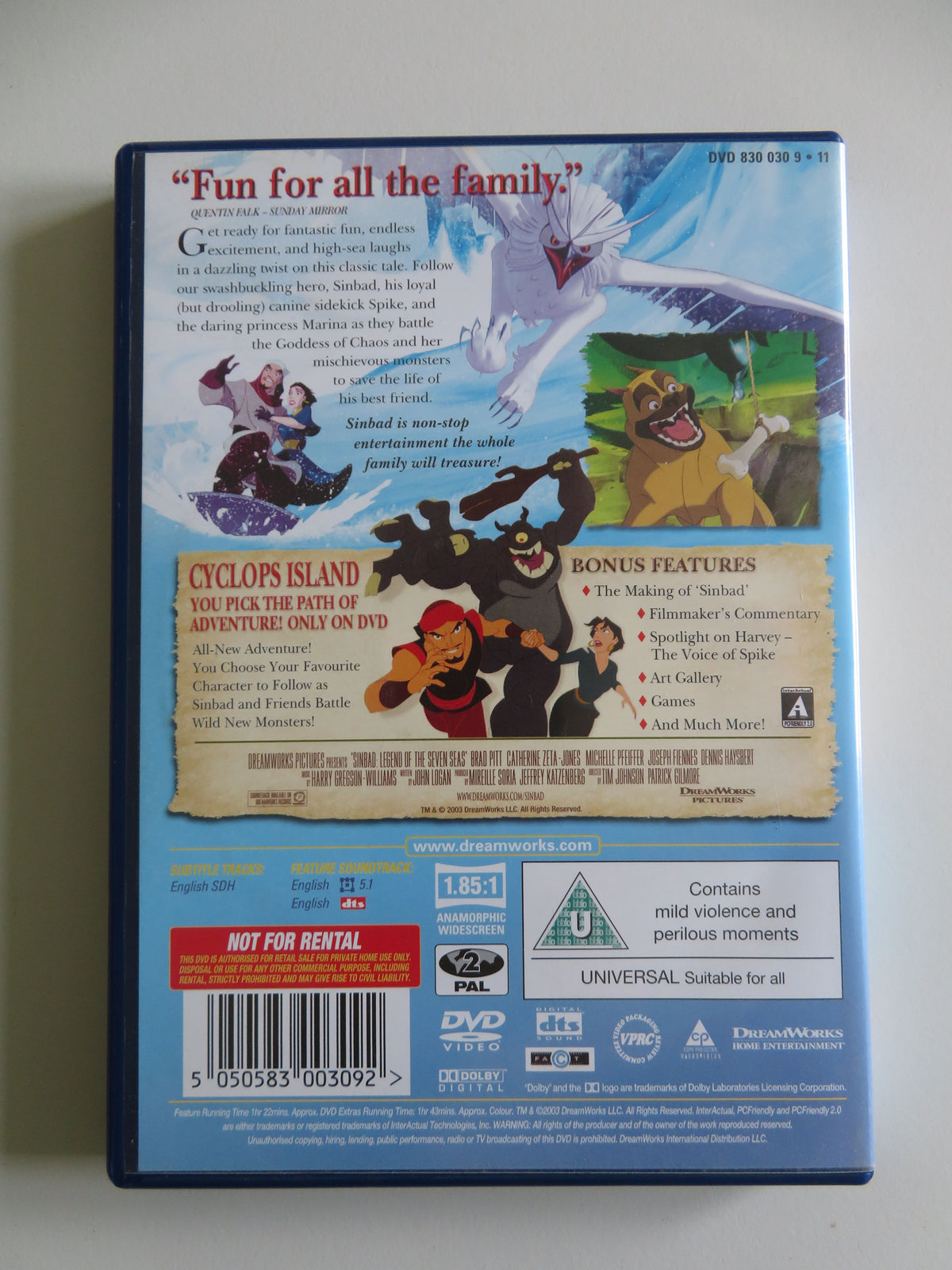 Sinbad: Legend of the Seven Seas (DVD) Brad Pitt C. Zeta-Jones 2003 Region 2