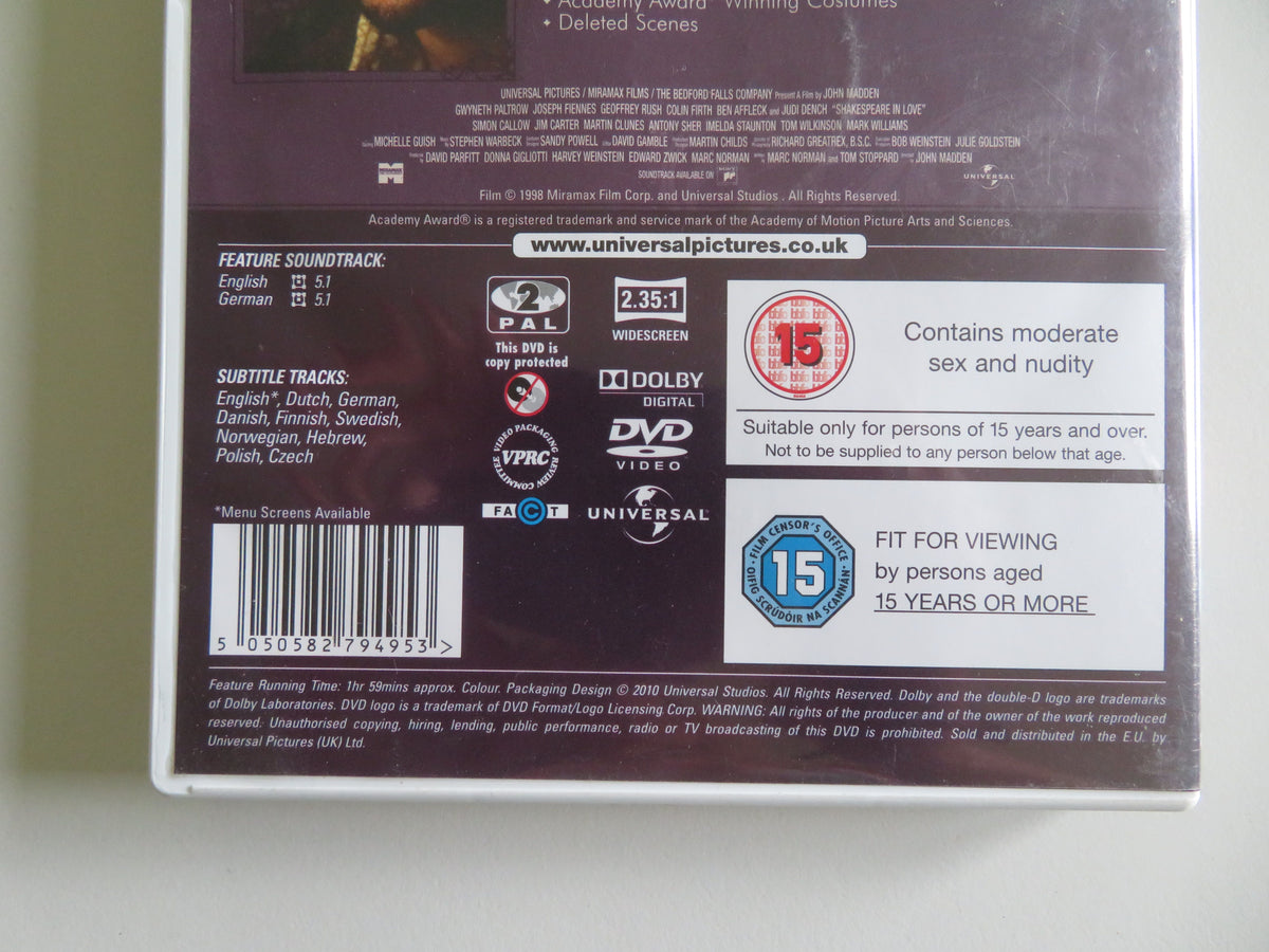 Shakespeare in Love - C (DVD) Gwyneth Paltrow Colin Firth 1998 Region 2