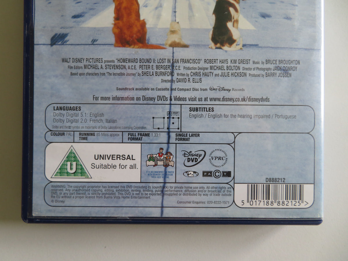 Homeward Bound II: Lost in San Francisco (DVD) Disney M. J. Fox 1996 Region 2