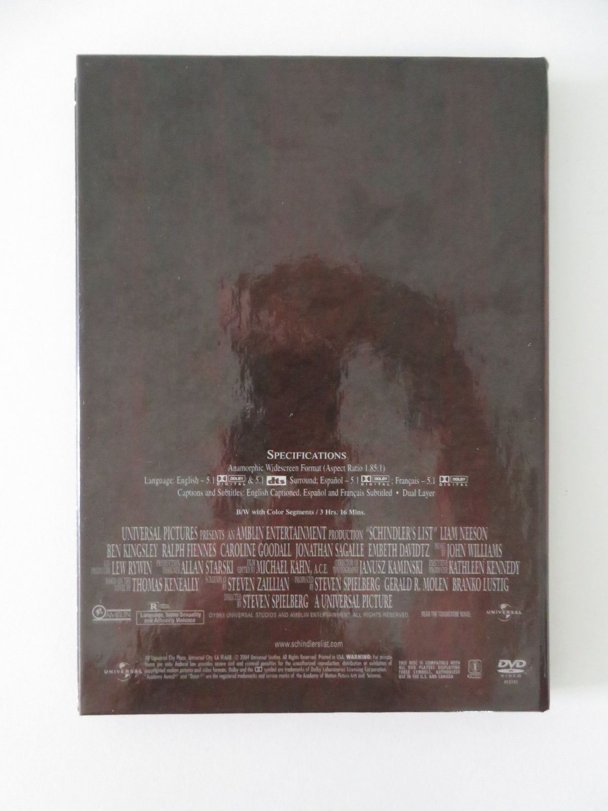 Schindler's List (DVD) Liam Neeson Ben Kingsley Ralph Fiennes 1993 Region 1