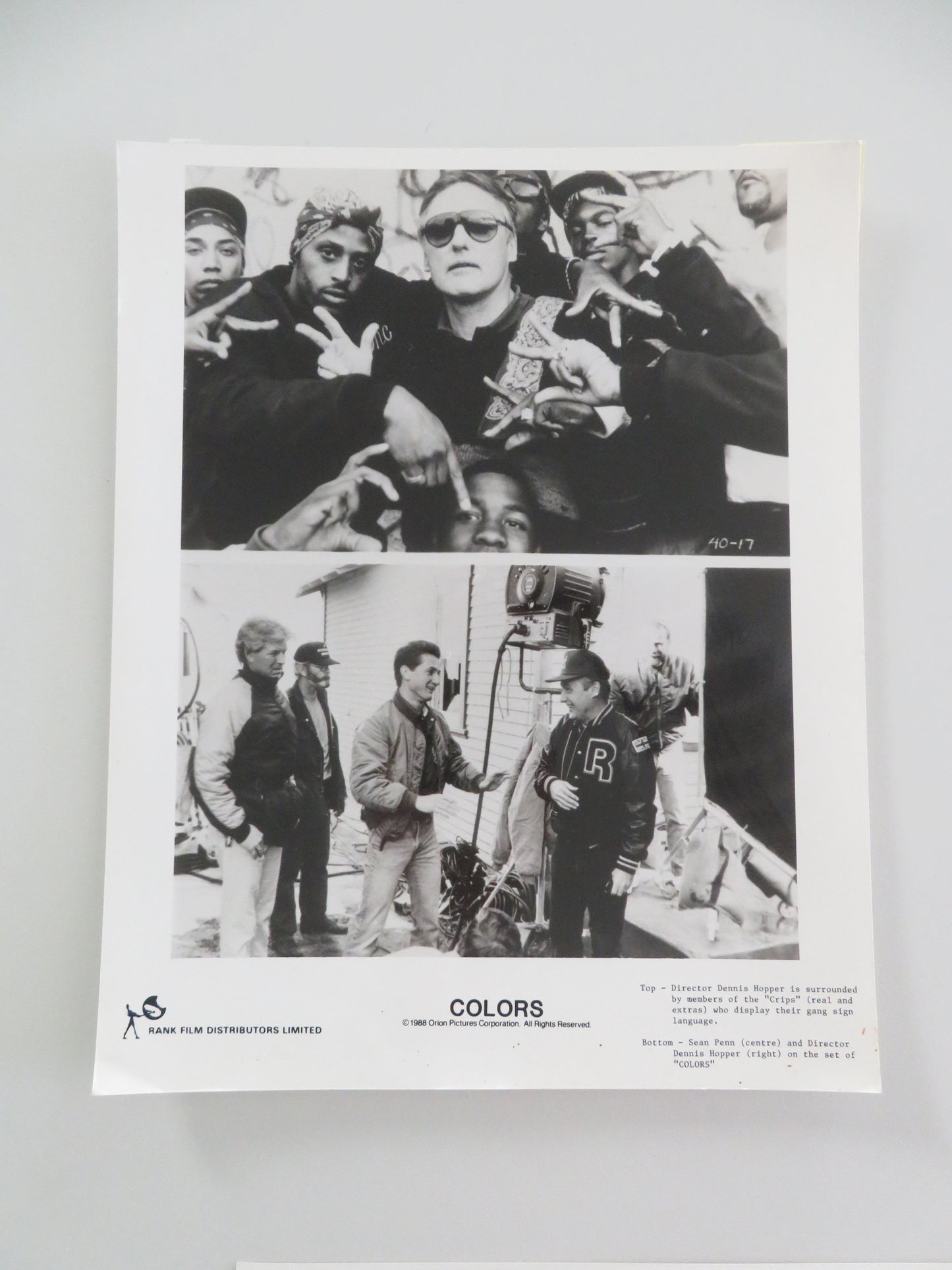 Colors - A Movie Still Photo Lot Of 7 Sean Penn, Robert Duvall 1988