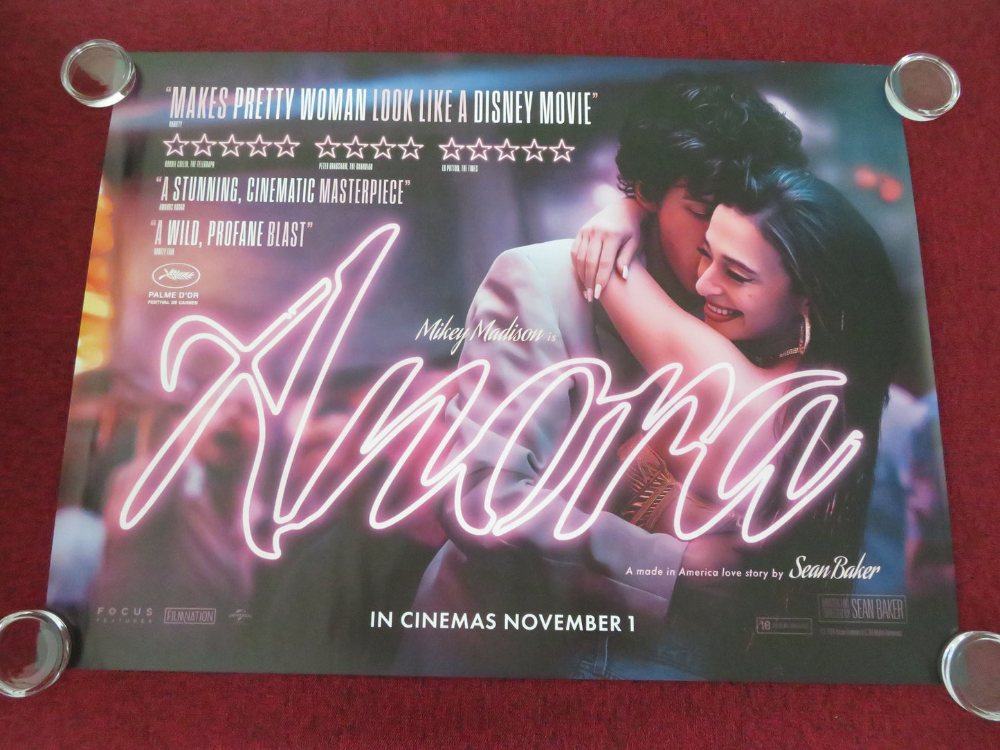 Anora UK Quad Rolled Poster Mikey Madison Paul Weissman Lindsey Normington 2024