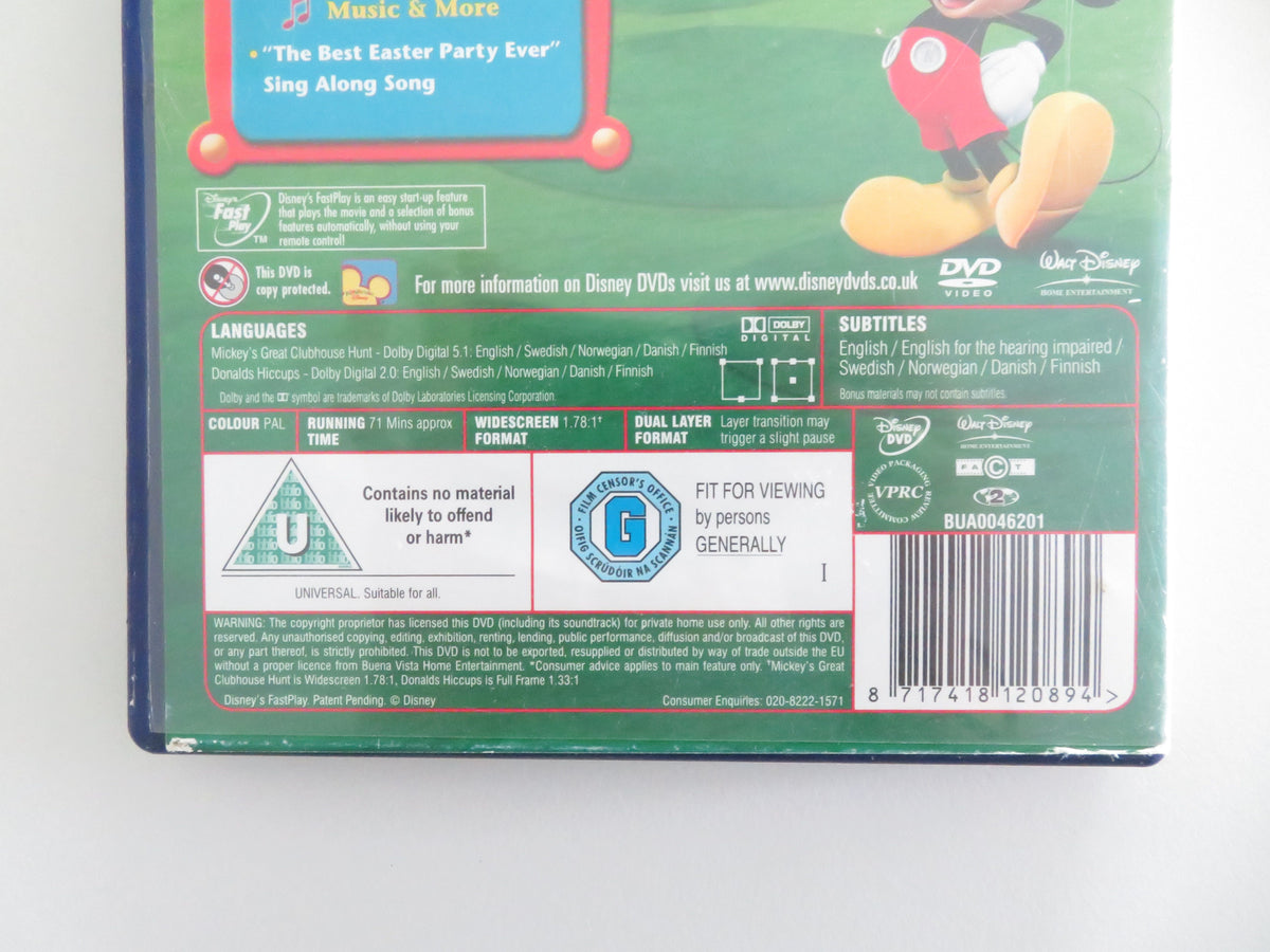 Mickey Mouse Clubhouse: Mickey's Great Clubhouse Hunt (DVD) Disney 2007 Region 2