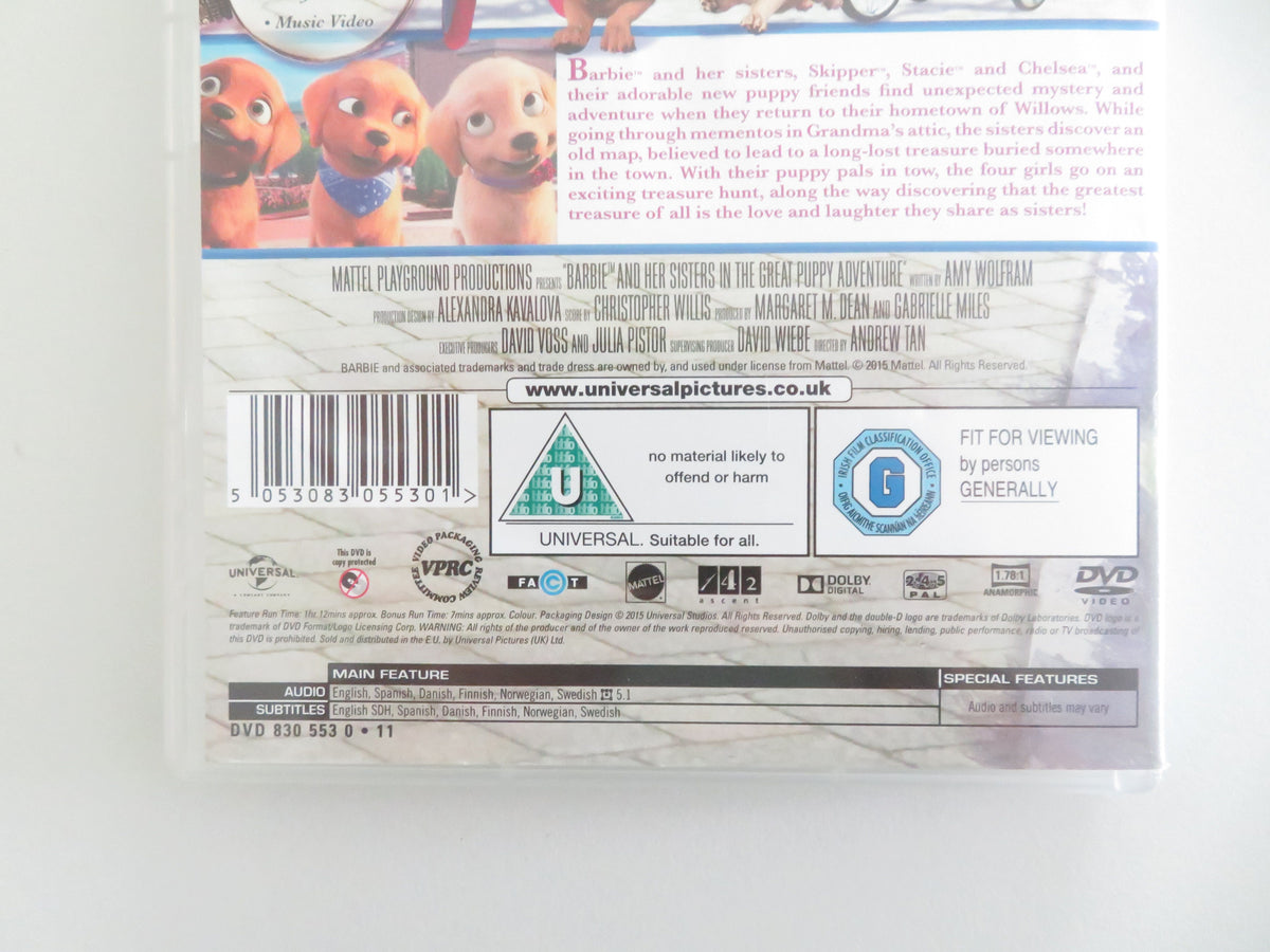 Barbie & Her Sisters in the Great Puppy Adventure (DVD) 2015 Region 2, 4, 5