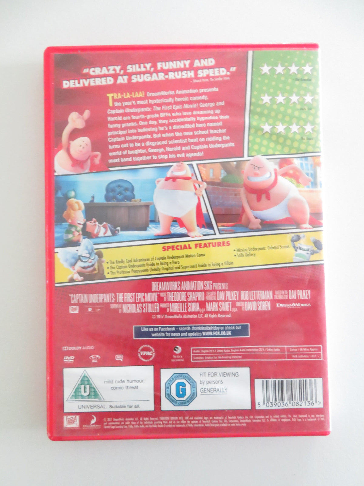 Captain Underpants: The First Epic Movie (DVD) Kevin Hart Ed Helms 2017 Region 2