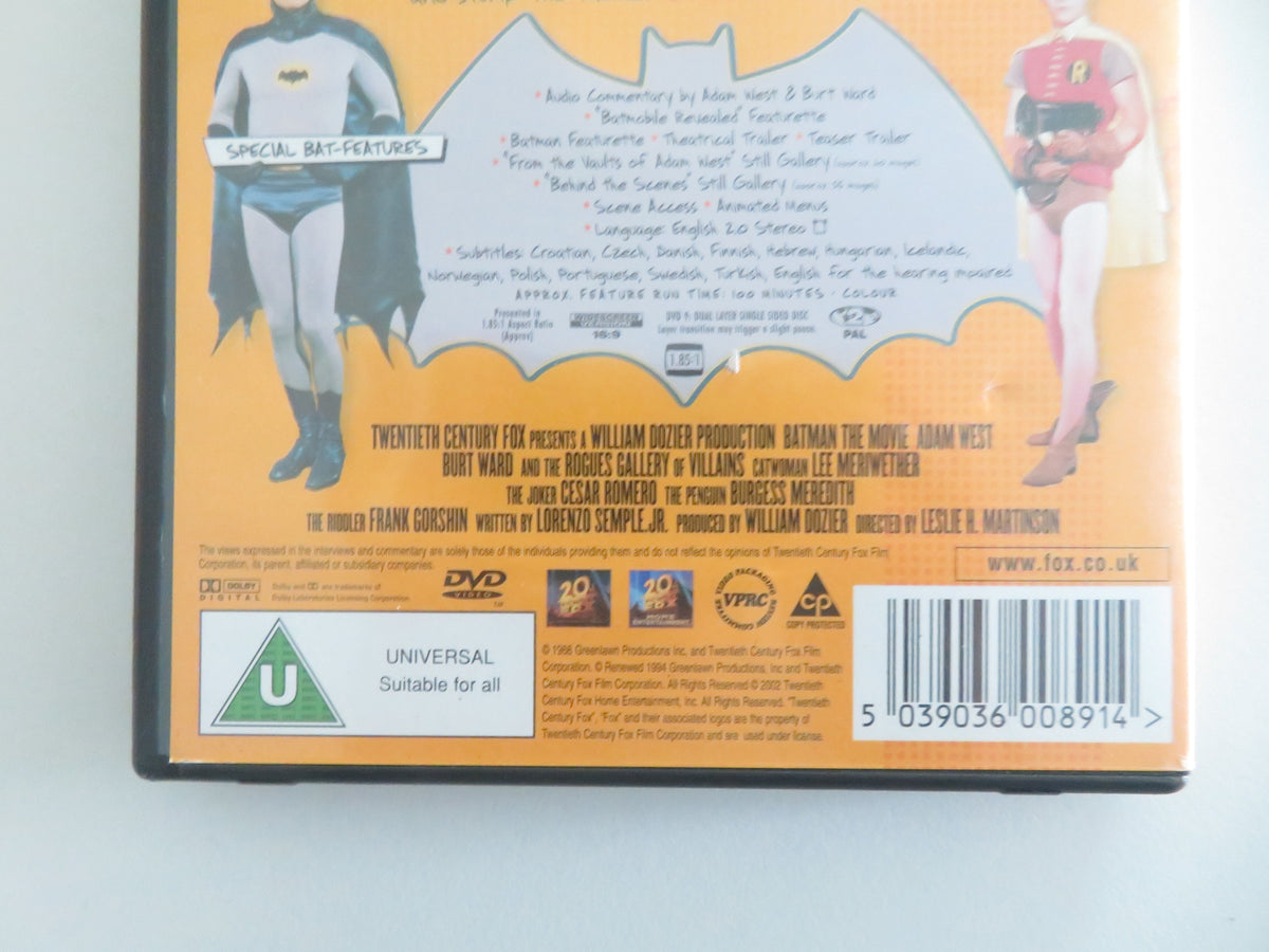 Batman: The Movie (DVD) Adam Ward Burt Ward 1966 Region 2
