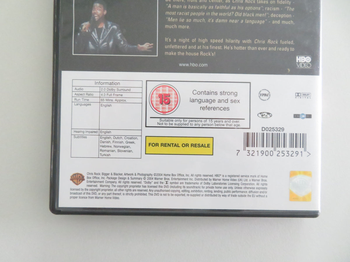 Chris Rock: Bigger & Blacker (DVD) Chris Rock Slick Rick 1999 Region 2