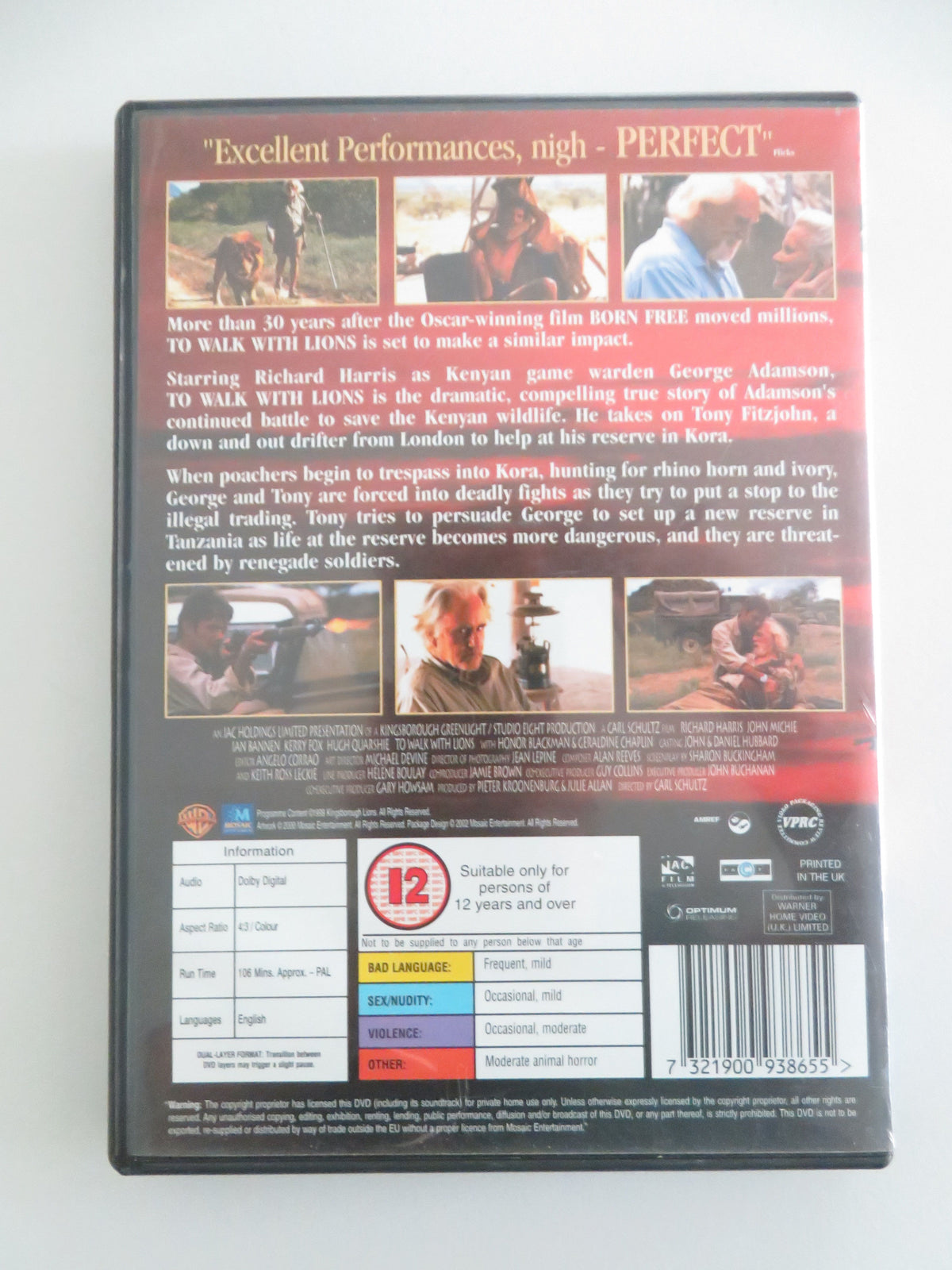 To Walk With Lions (DVD) Richard Harris Ian Bannen 1999 Region 2