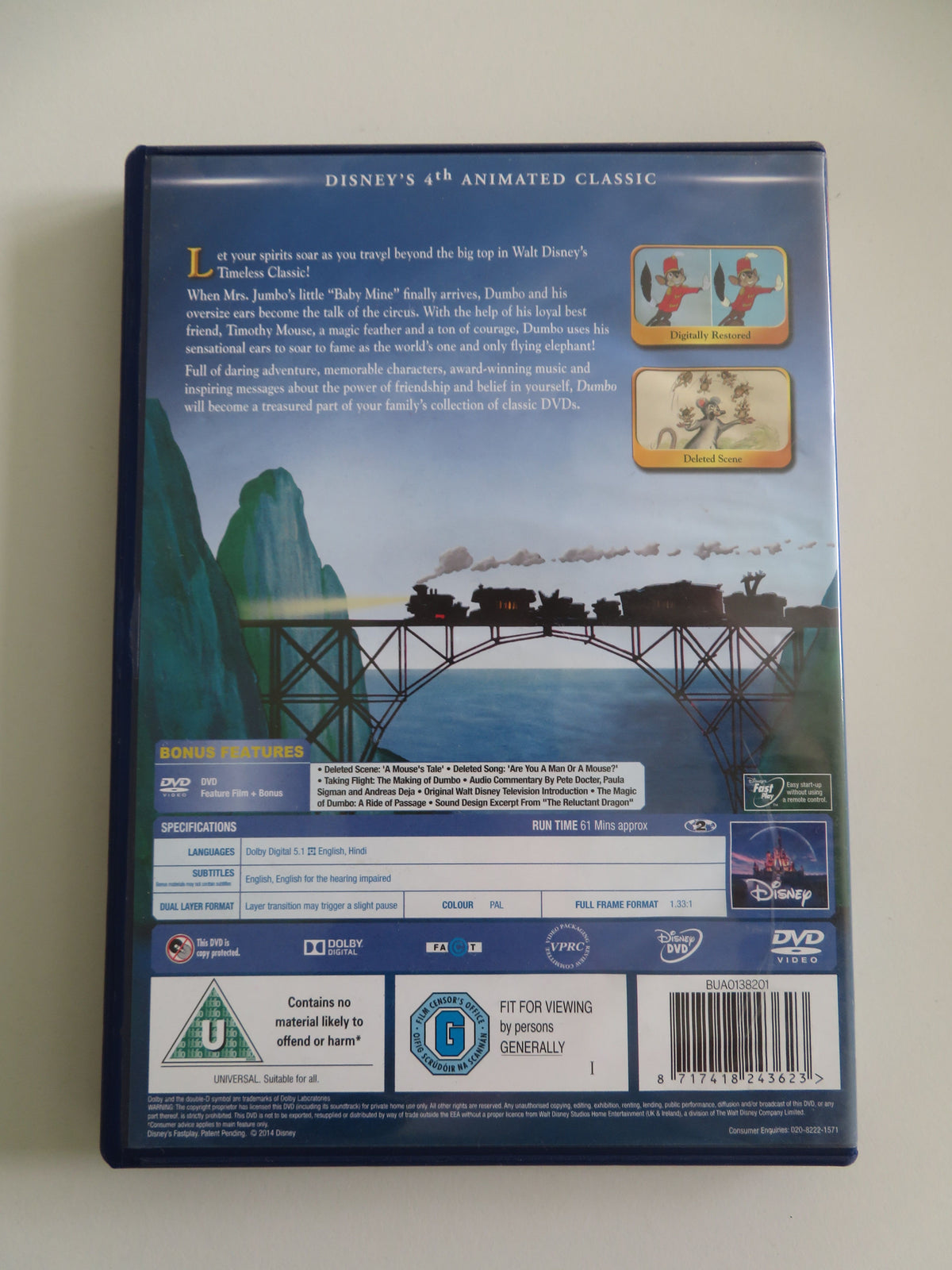 Dumbo - B (DVD) Disney Sterling Holloway Edward Brophy 1941 Region 2