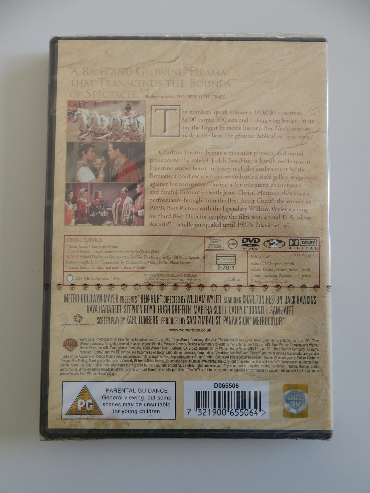 Ben-Hur (DVD) Charlton Heston Jack Hawkins Stephen Boyd 1959 Region 2