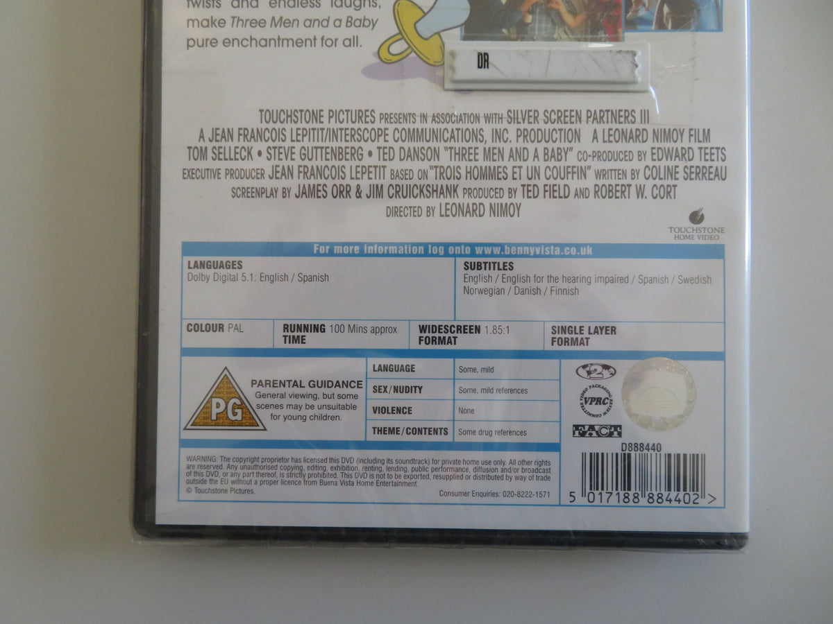 Three Men and a Baby (DVD) Tom Selleck Steve Guttenberg Ted Danson 1987 Region 2