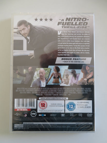 Fast & Furious 7 (DVD) Vin Diesel Paul Walker Dwayne Johnson 2015 Region 2,4,5