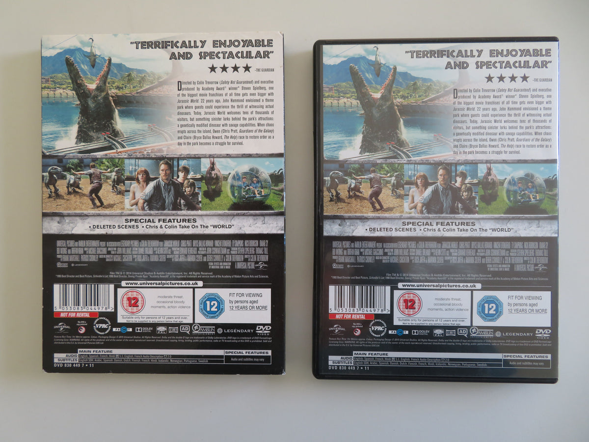 Jurassic World - B (DVD) Chris Pratt Bryce Dallas Howard 2015 Region 2, 4, 5