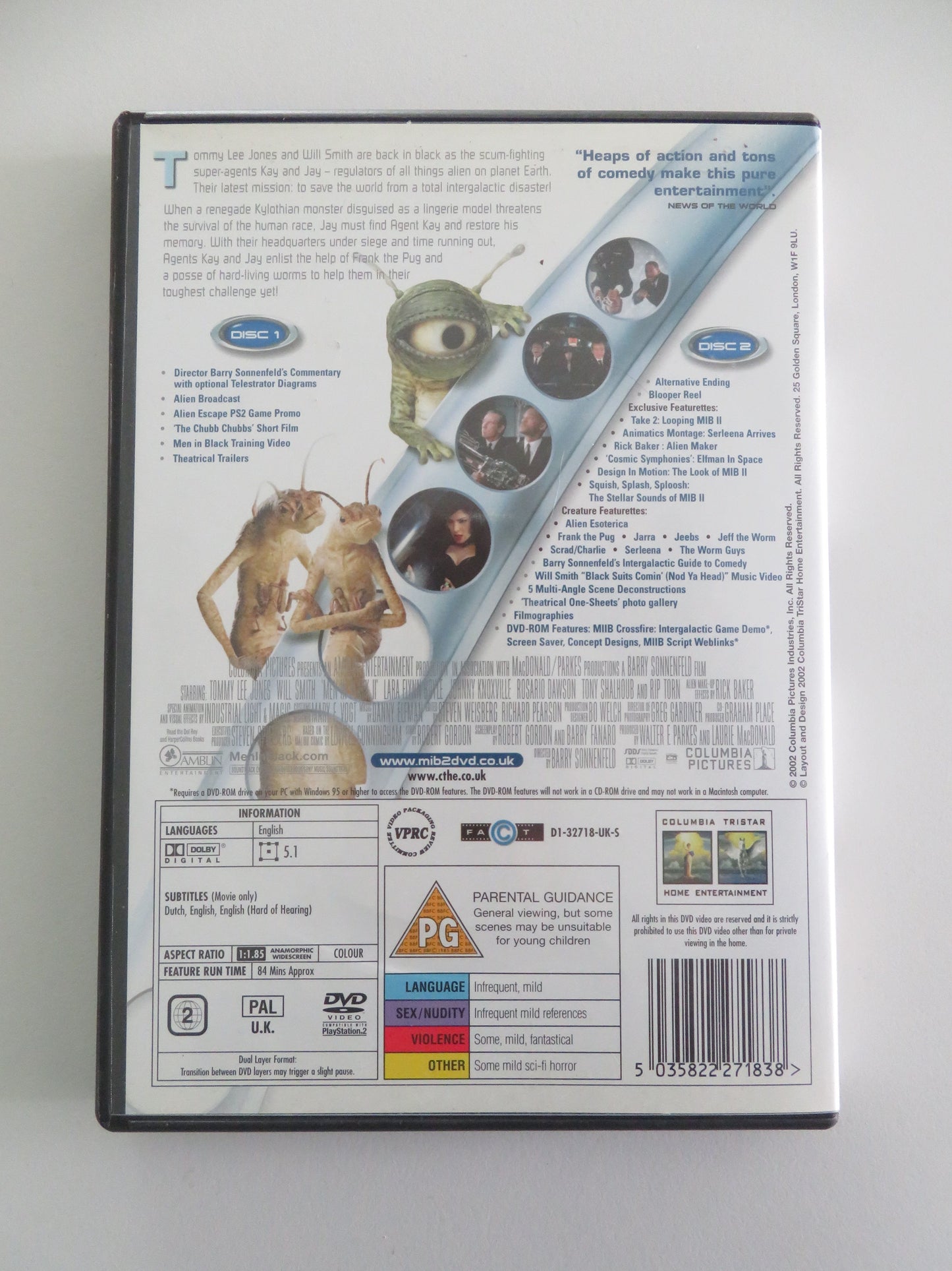 Men in Black II - Double Disc Set (DVD) Will Smith Tommy Lee Jones 2002 Region 2