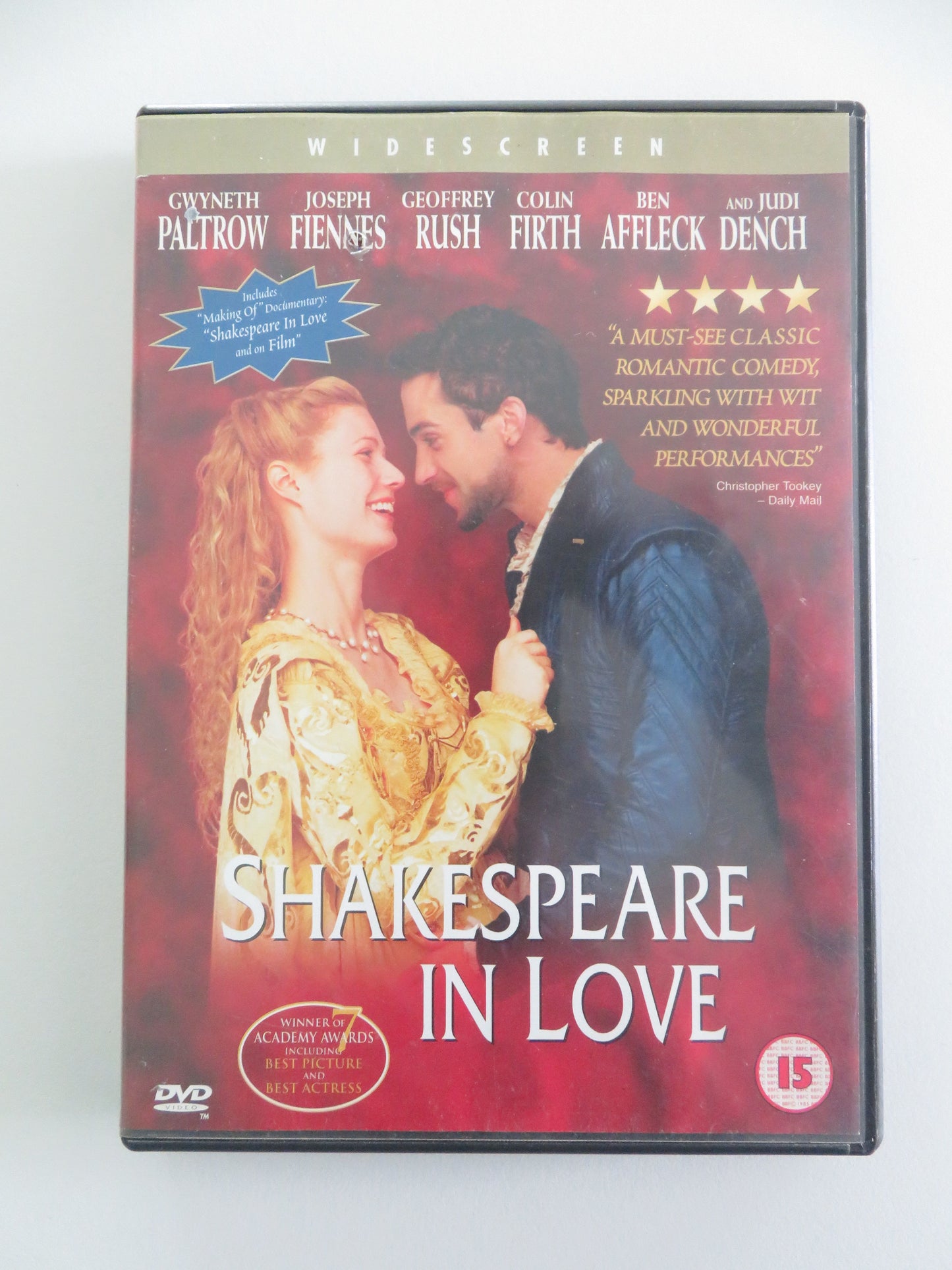 Shakespeare in Love - B (DVD) Gwyneth Paltrow Joseph Fiennes 1998 Region 2