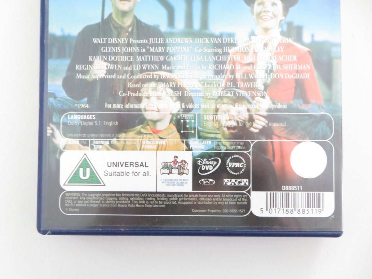 Mary Poppins - C (DVD) Disney Julie Andrews Dick Van Dyke 1964 Region 2