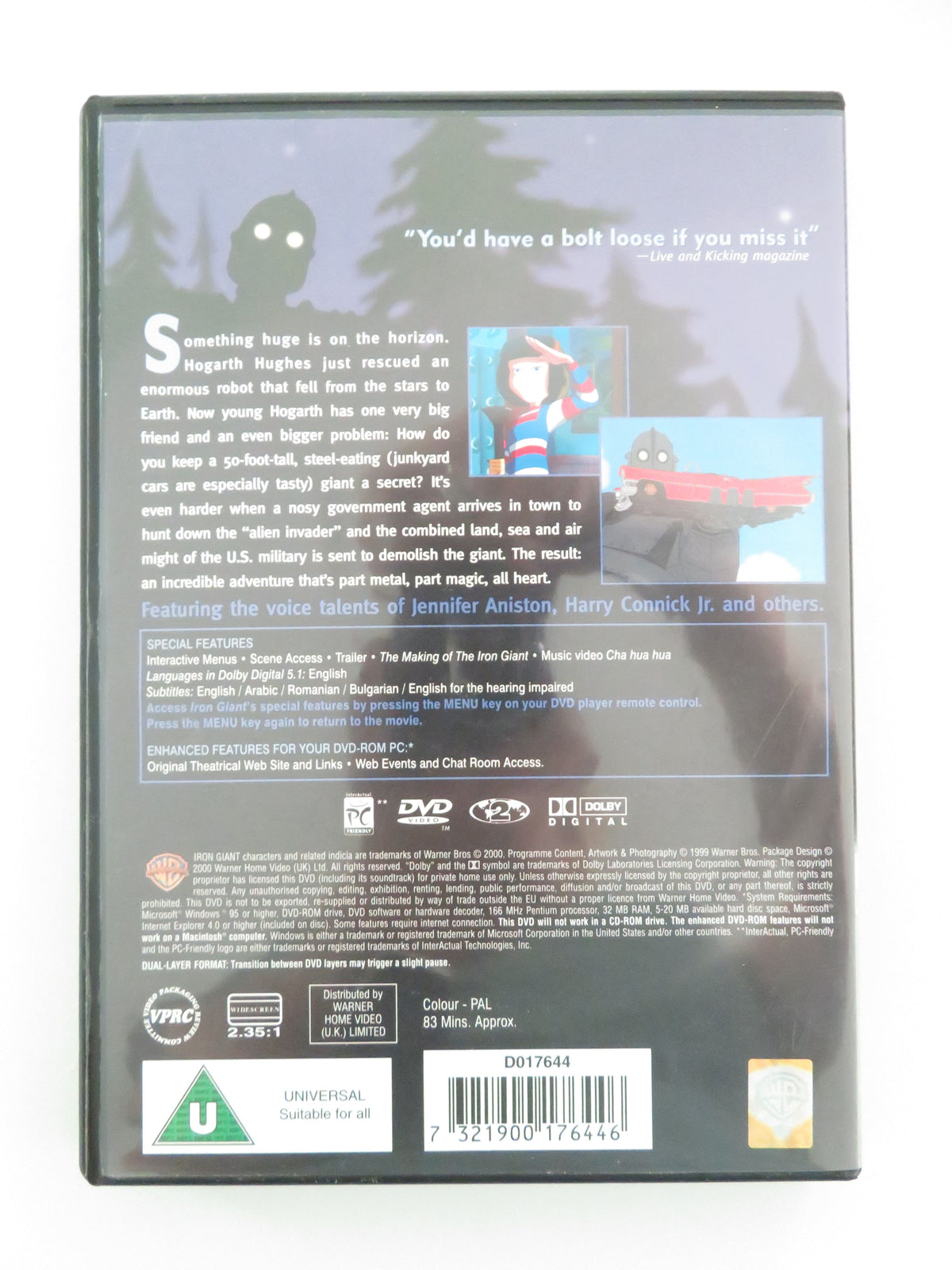 The Iron Giant (DVD) Harry Connick Jr. Jennifer Aniston 1999 Region 2