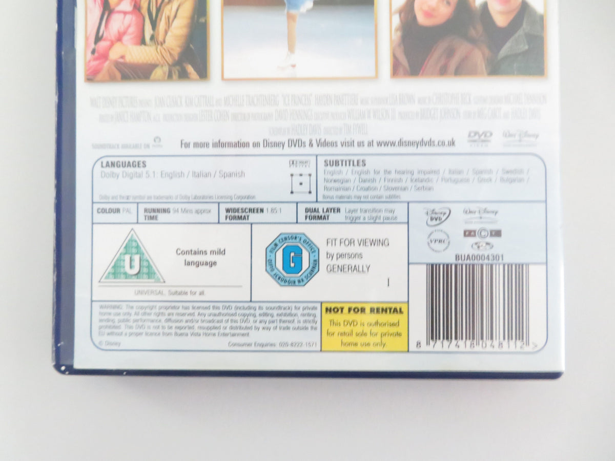Ice Princess (DVD) Disney Michelle Trachtenberg Kim Cattrall 2005 Region 2