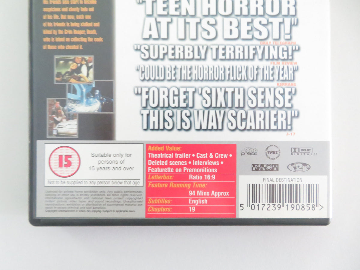 Final Destination (DVD) Devon Sawa Ali Larter Kerr Smith 2000 Region 2