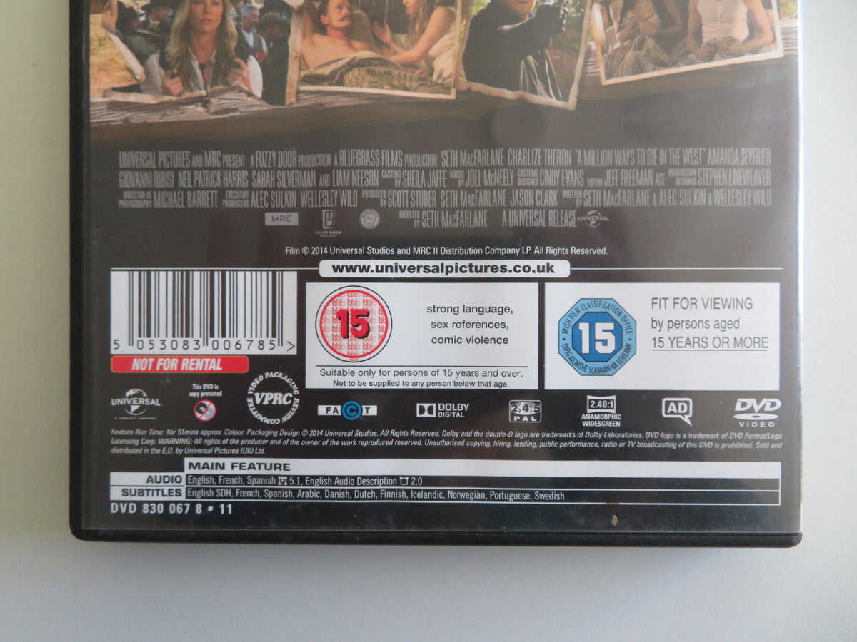 A Million Ways to Die in the West (DVD) Seth MacFarlane 2014 Region 2, 4, 5