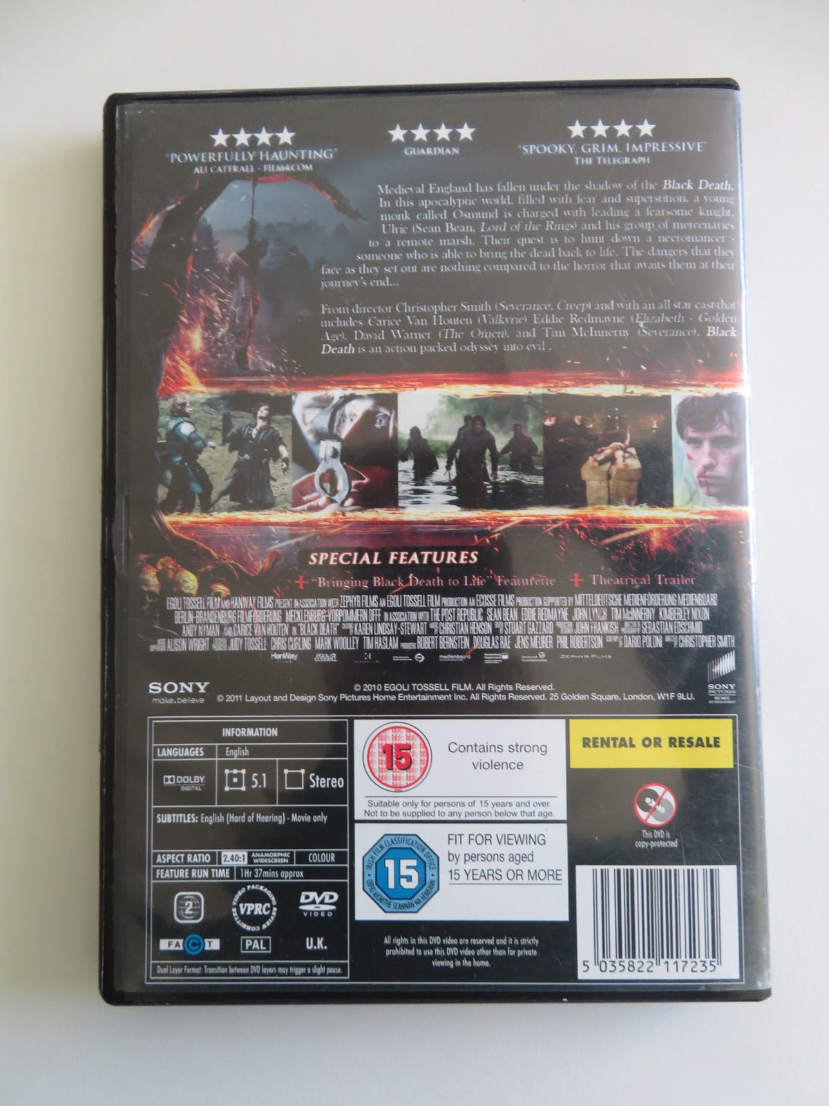 Black Death (DVD) Eddie Redmayne Sean Bean Carice van Houten 2010 Region 2