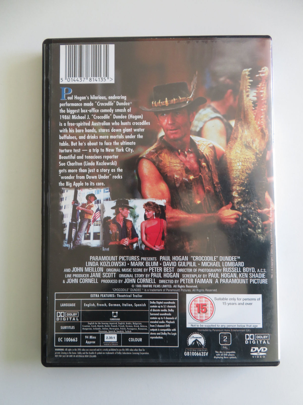 Crocodile Dundee (DVD) Paul Hogan Linda Kozlowski John Meillon 1986 Region 2