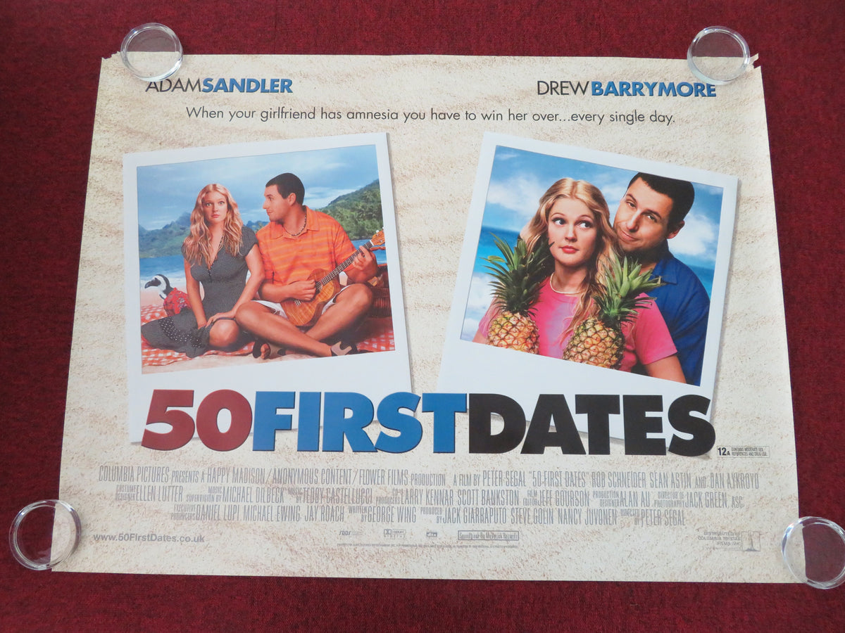 50 First Dates UK Quad Rolled Poster Adam Sandler Drew Barrymore 2004