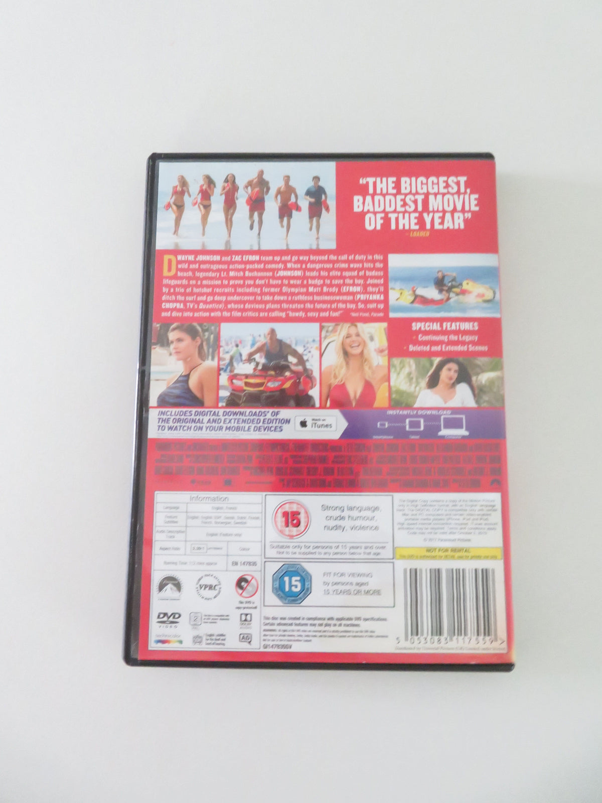 Baywatch (DVD) Dwayne Johnson Zac Efron 2017 Region 2