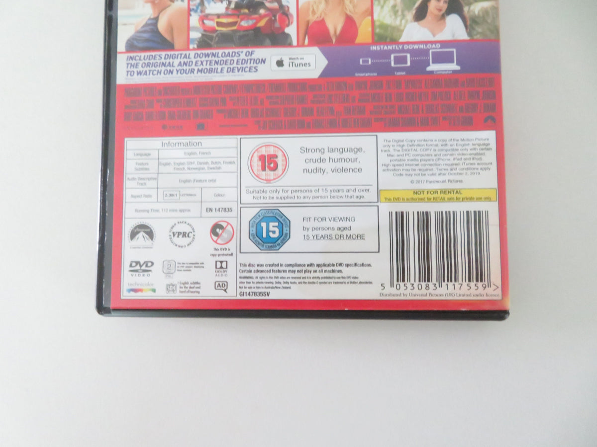 Baywatch (DVD) Dwayne Johnson Zac Efron 2017 Region 2