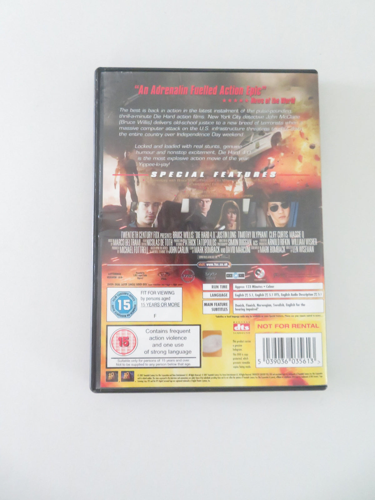 Die Hard 4.0 (DVD) Bruce Willis Timothy Olyphant 2007 Region 2
