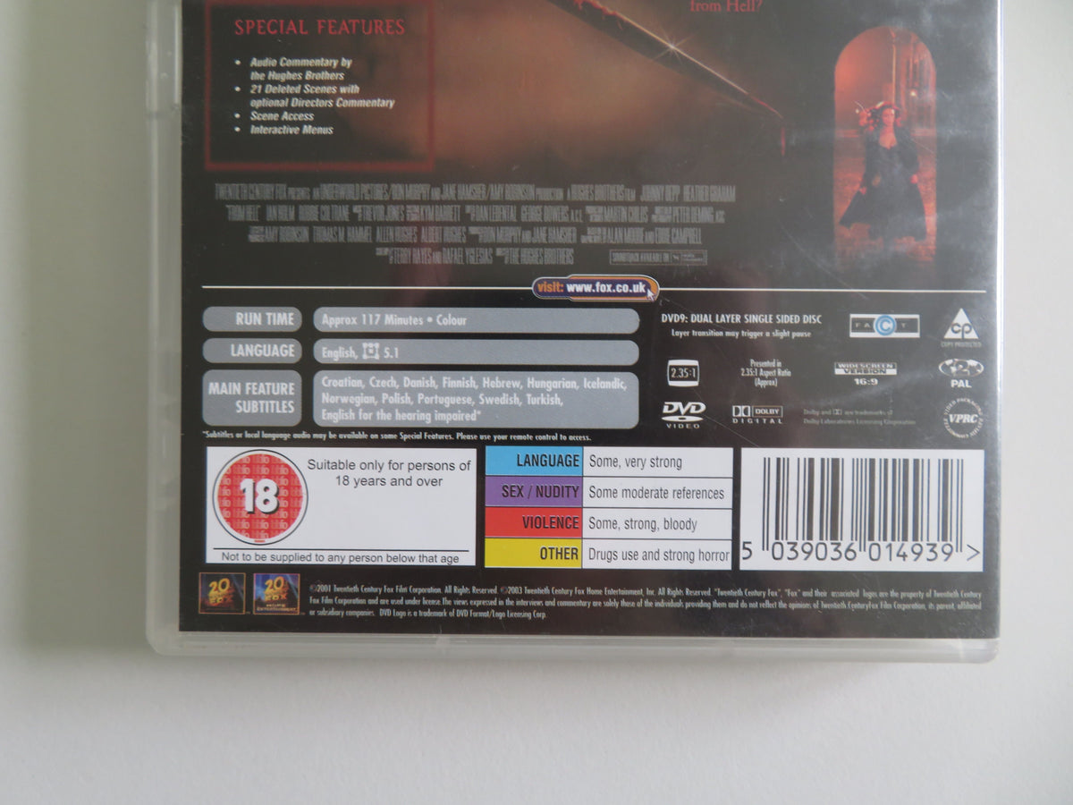 From Hell (DVD) Johnny Depp Heather Graham Ian Holm 2001 Region 2