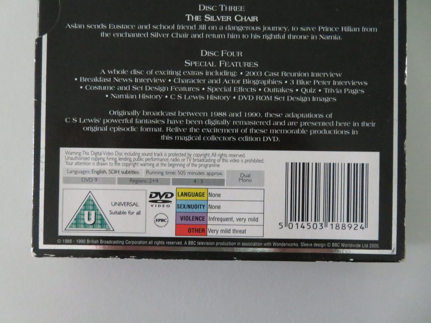 The Chronicles of Narnia Four Disc Collector's Ed. (DVD BoxSet) 1988 Region 2+4