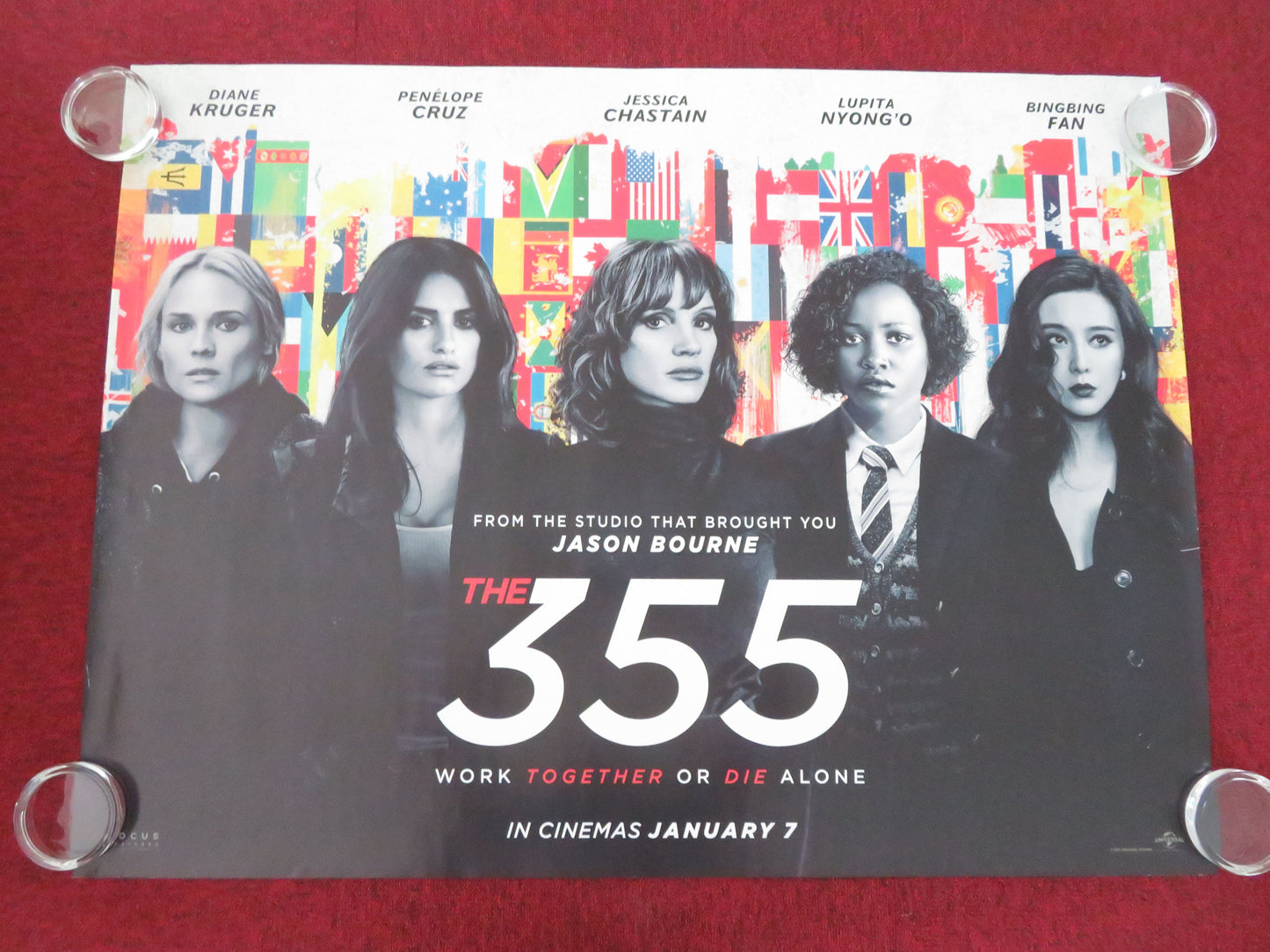 The 355 UK Quad Rolled Poster Jessica Chastain Penélope Cruz Bingbing Fan 2022