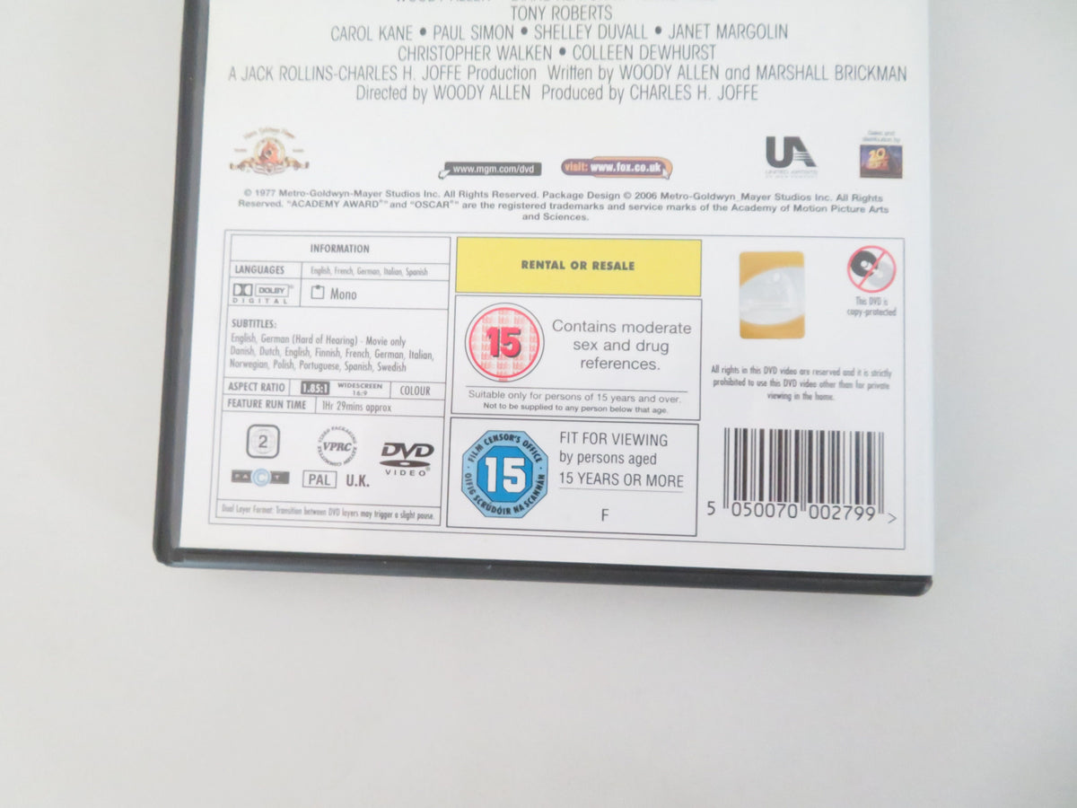 Annie Hall (DVD) Woody Allen Diane Keaton 1977 Region 2