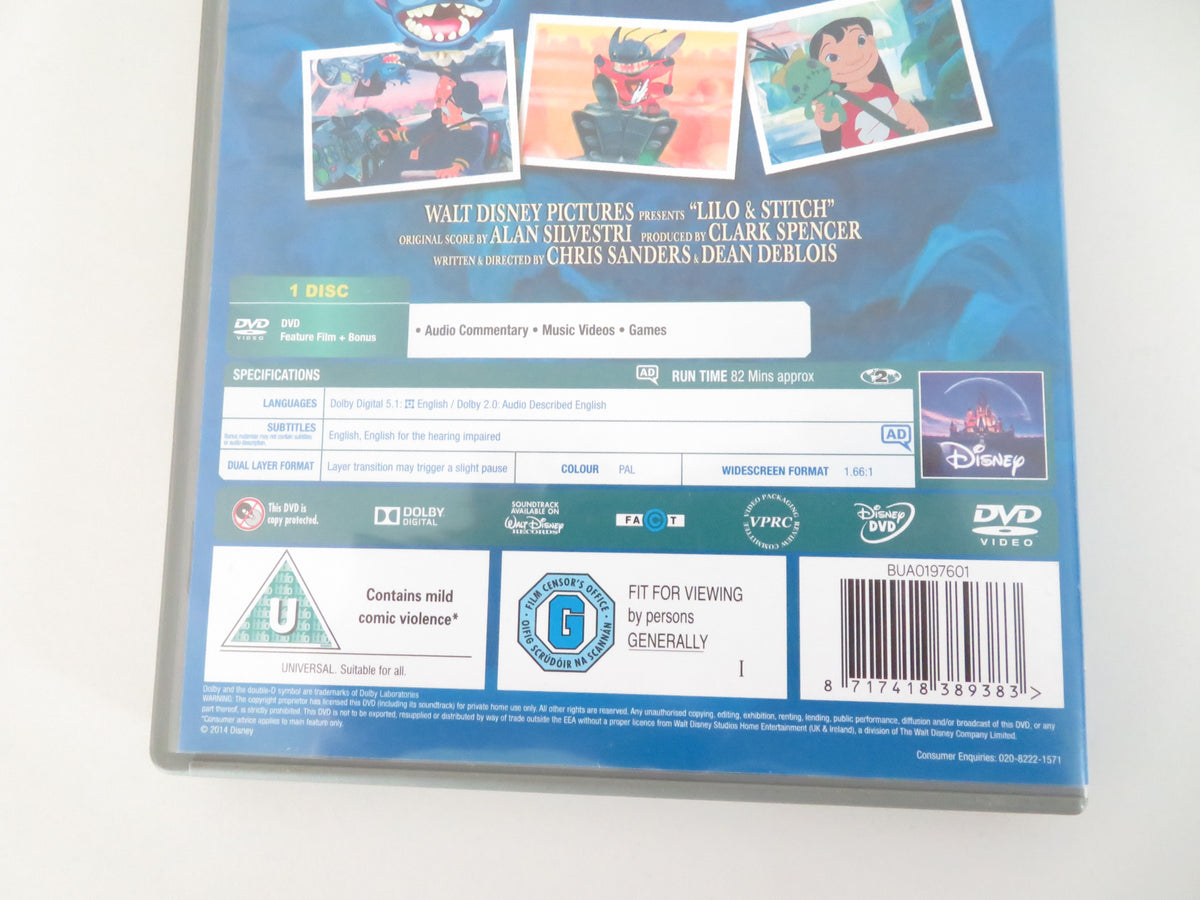 Lilo & Stitch - B (DVD) Disney Daveigh Chase Chris Sanders 2002 Region 2