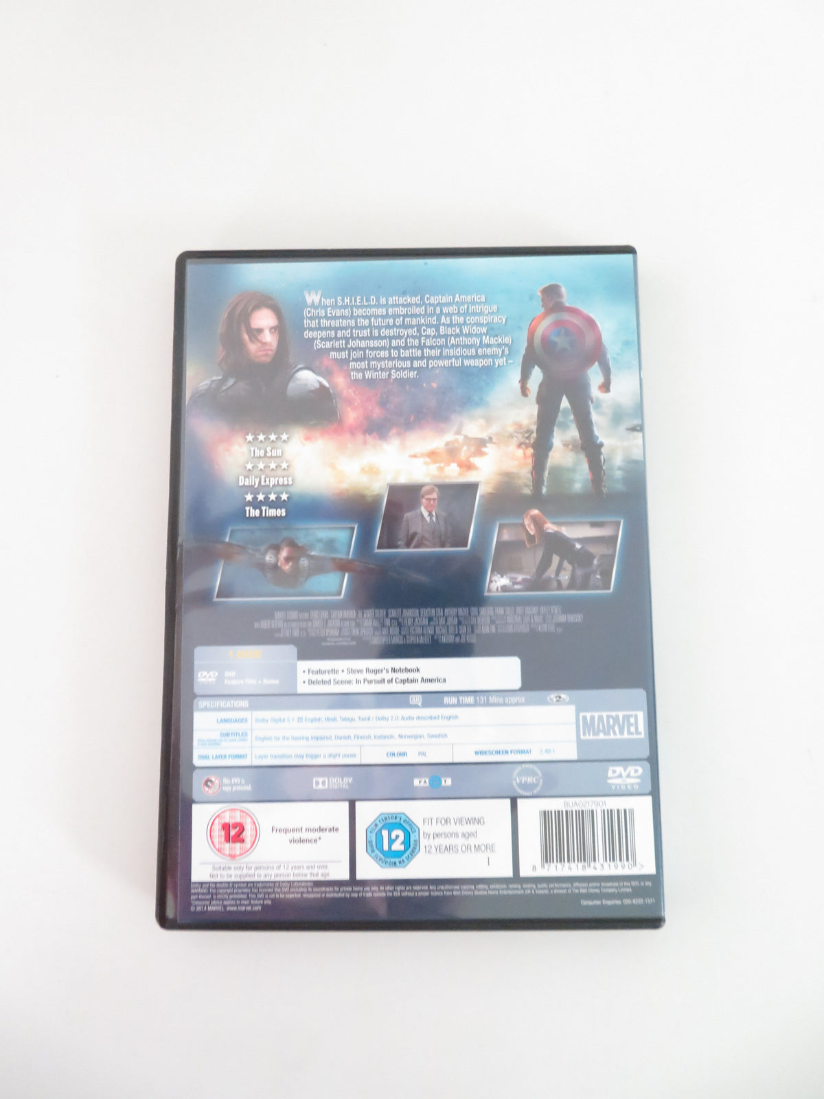 Captain America: The Winter Soldier (DVD) Marvel Chris Evans 2014 Region 2