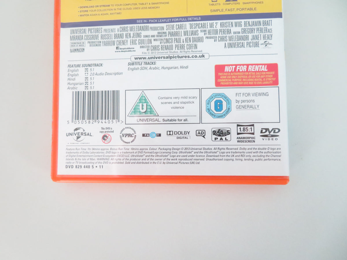 Despicable Me 2 (DVD) Steve Carell Kristen Wiig 2013 Region 2,4,5