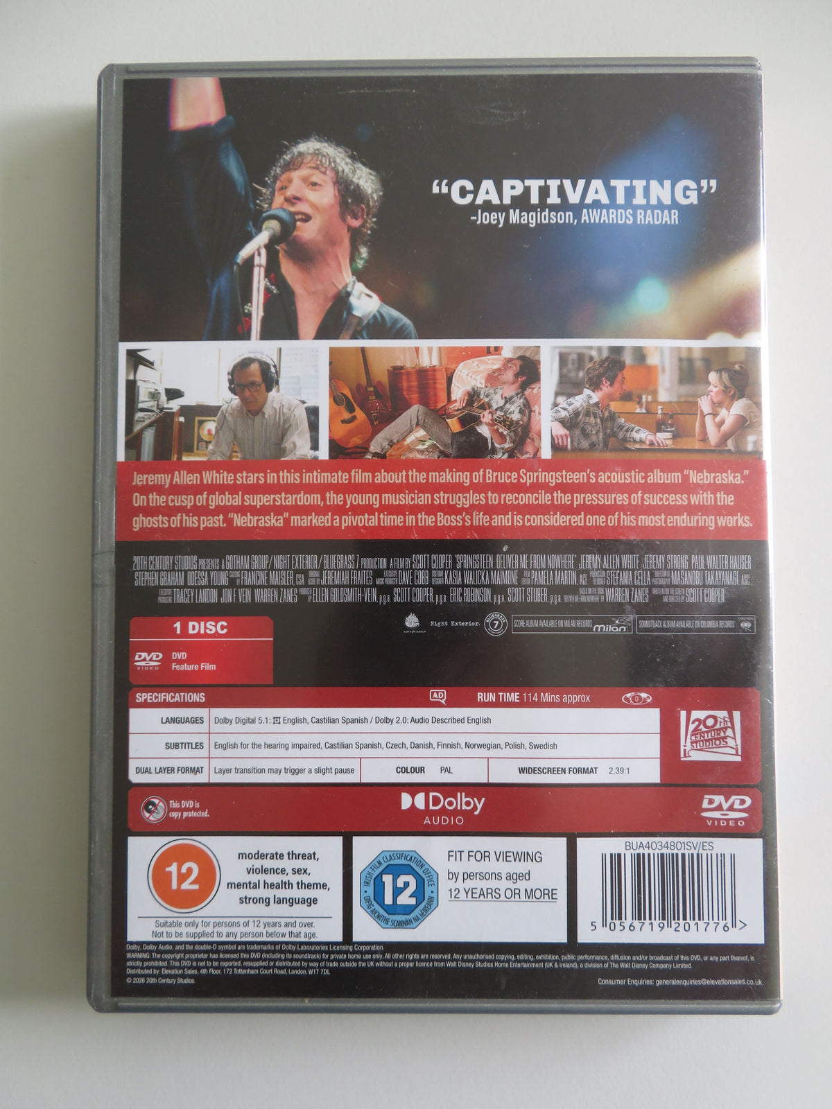 Springsteen: Deliver Me from Nowhere (DVD) Jeremy Allen White 2025 Region 0
