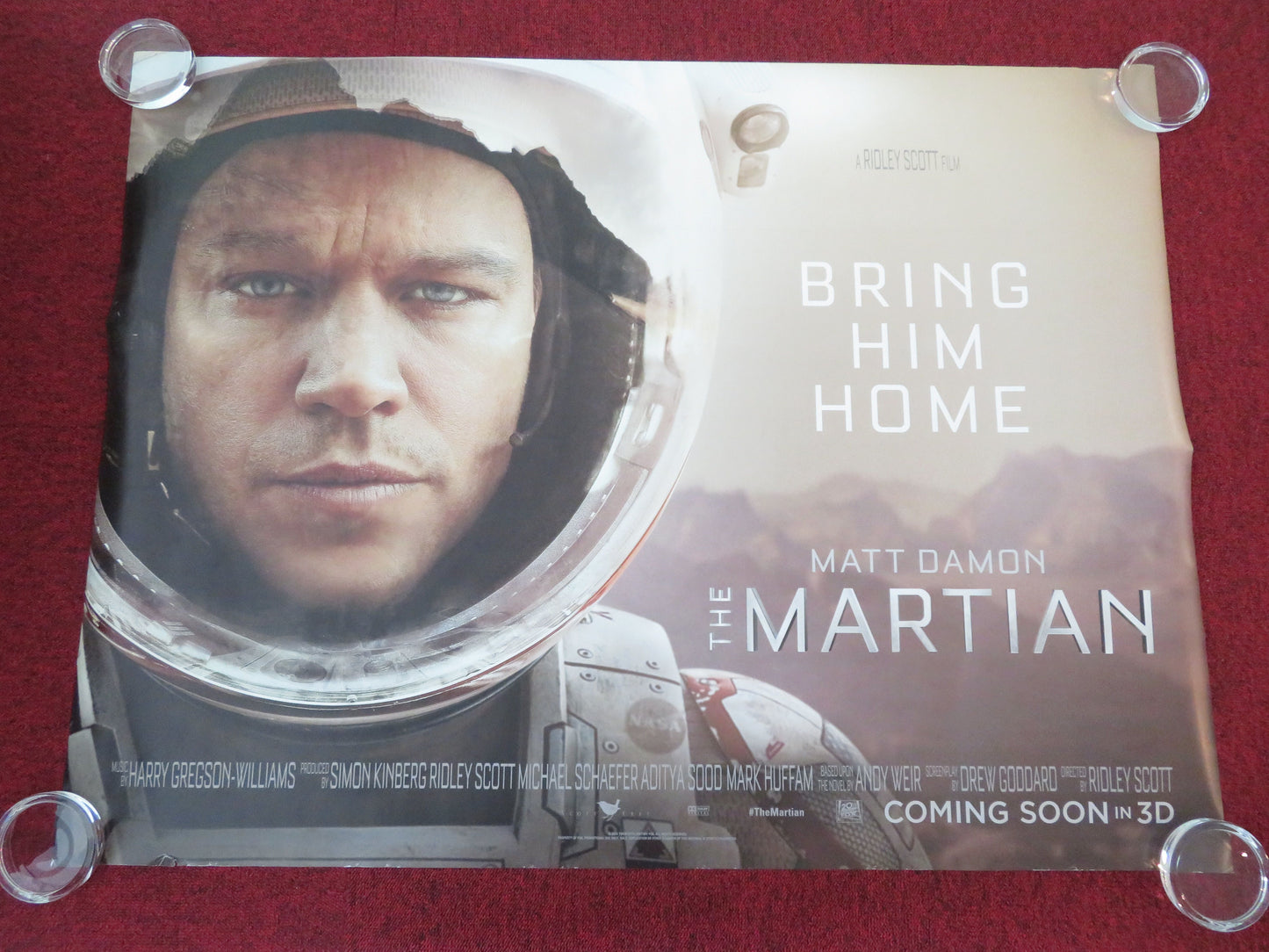 The Martian UK Quad Rolled Poster Matt Damon Jessica Chastain Sean Bean 2015