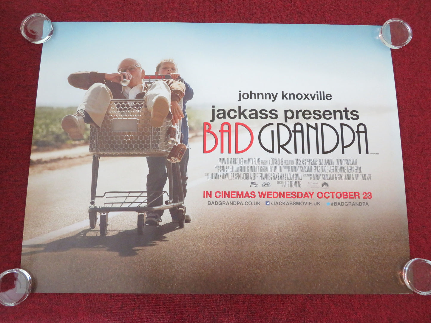 Jackass Presents: Bad Grandpa UK Quad Rolled Poster Johnny Knoxville 2013