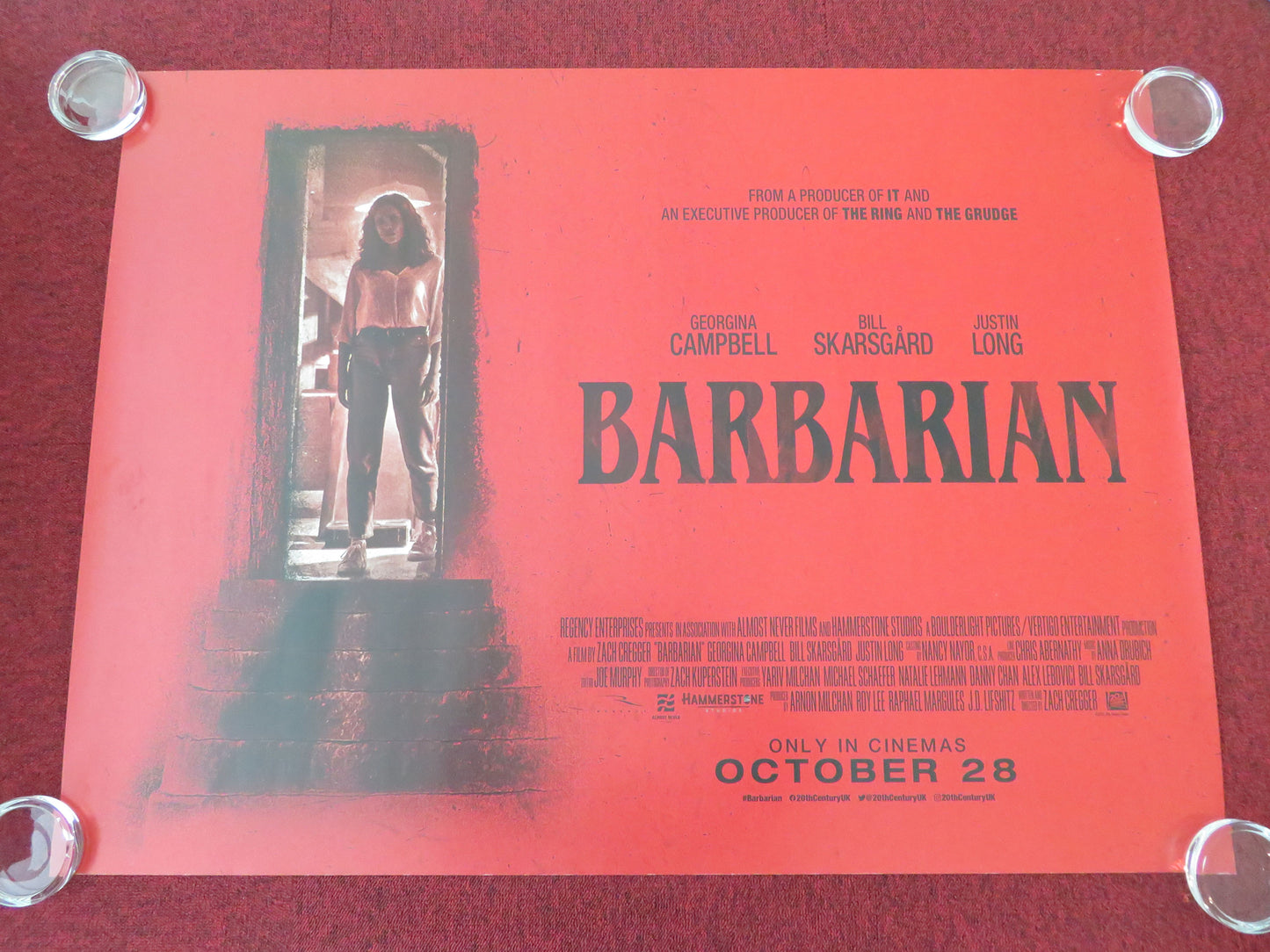 Barbarian UK Quad Rolled Poster Bill Skarsgard Justin Long 2022