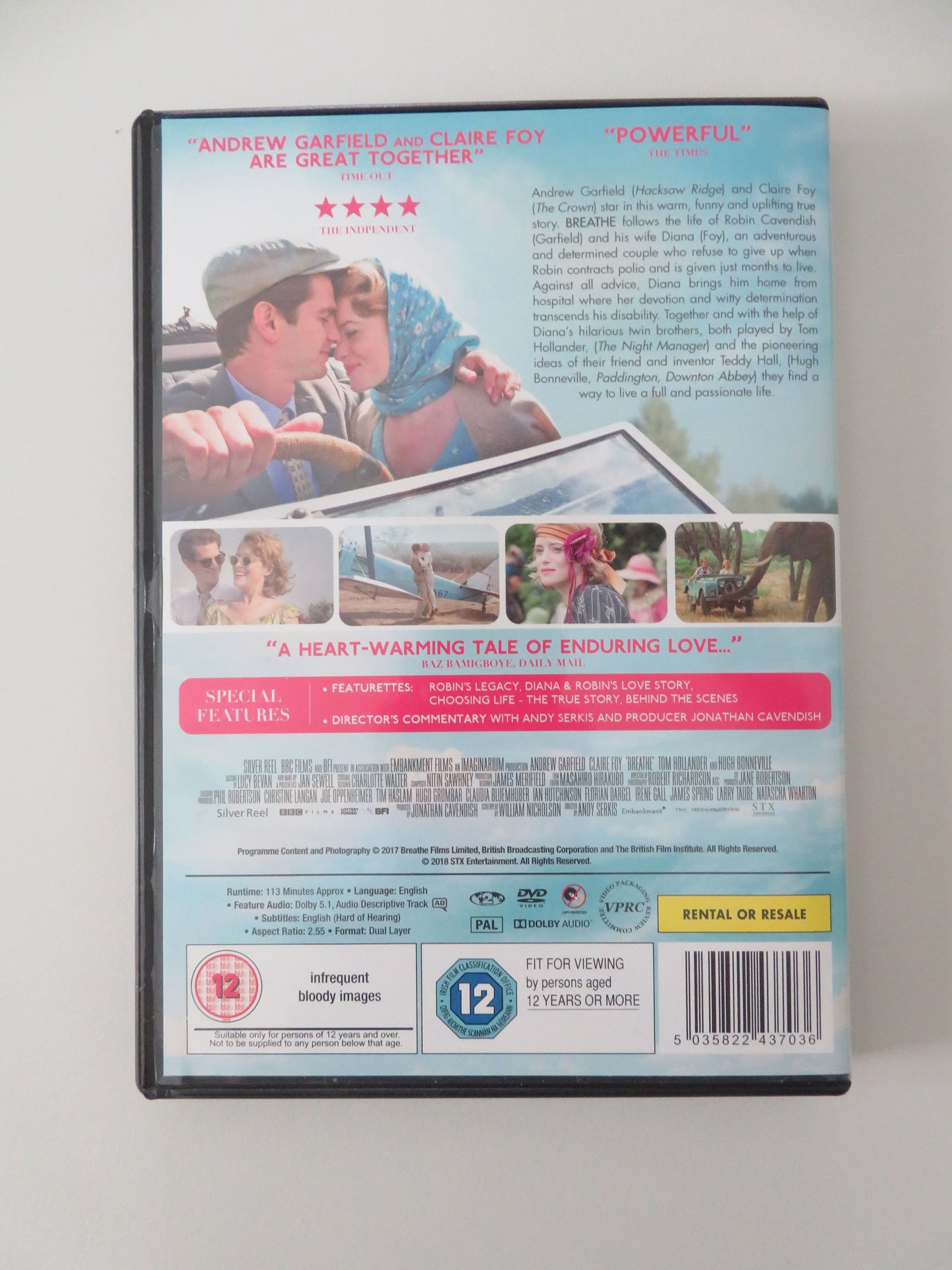 Breathe (DVD) Andrew Garfield Claire Foy  2017 Region 2