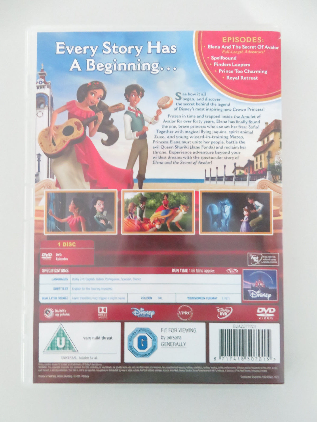 Elena and the Secret of Avalor (DVD) Disney Jane Fonda 2016 Region 2