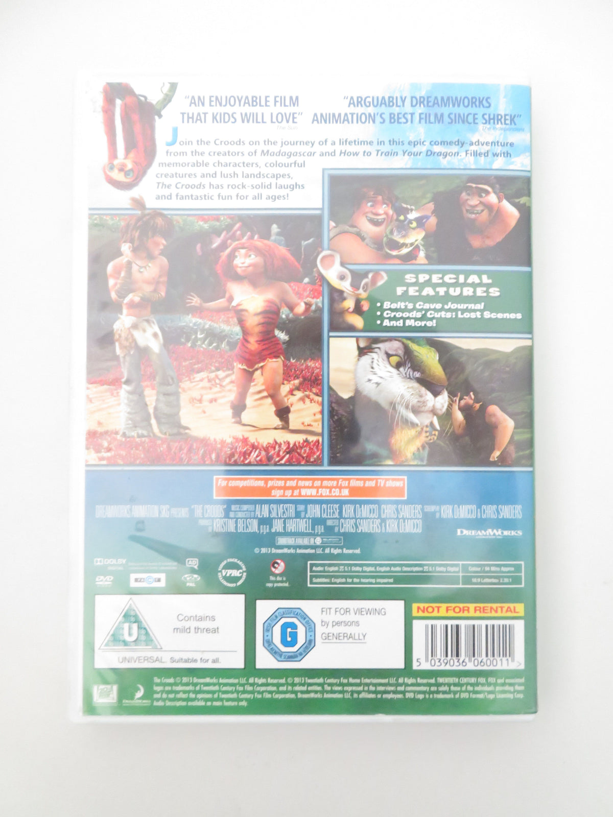 The Croods (DVD) Nicolas Cage Ryan Reynolds Emma Stone 2013 Region 2