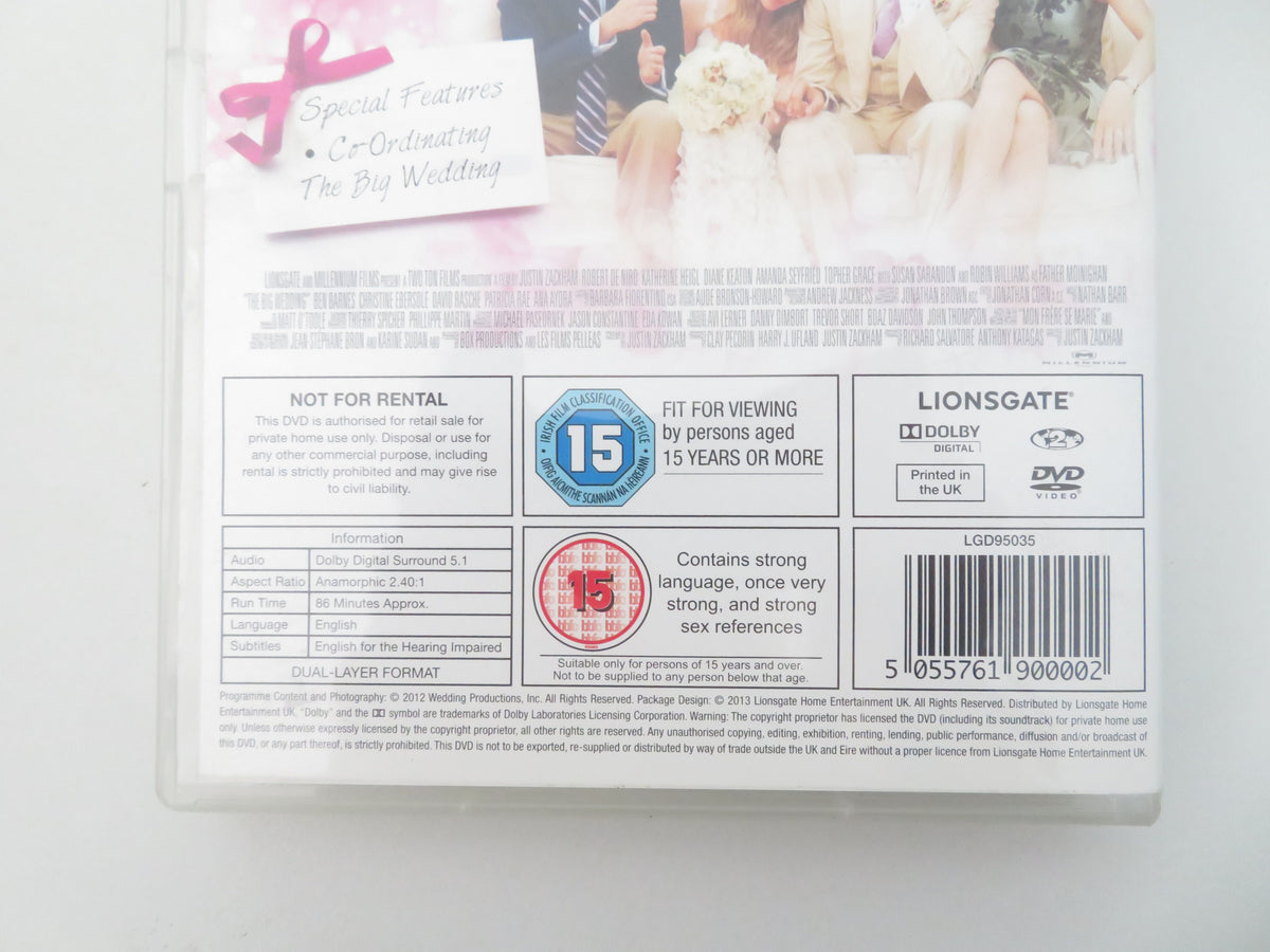 The Big Wedding (DVD) Robert De Niro Diane Keaton 2013 Region 2