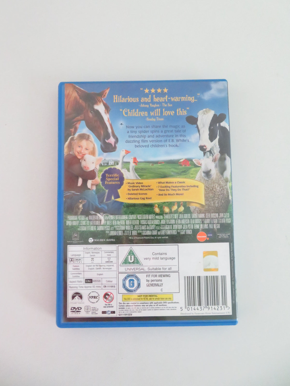 Charlotte's Web (DVD) Dakota Fanning Julia Roberts Oprah Winfrey 2006 Region 2