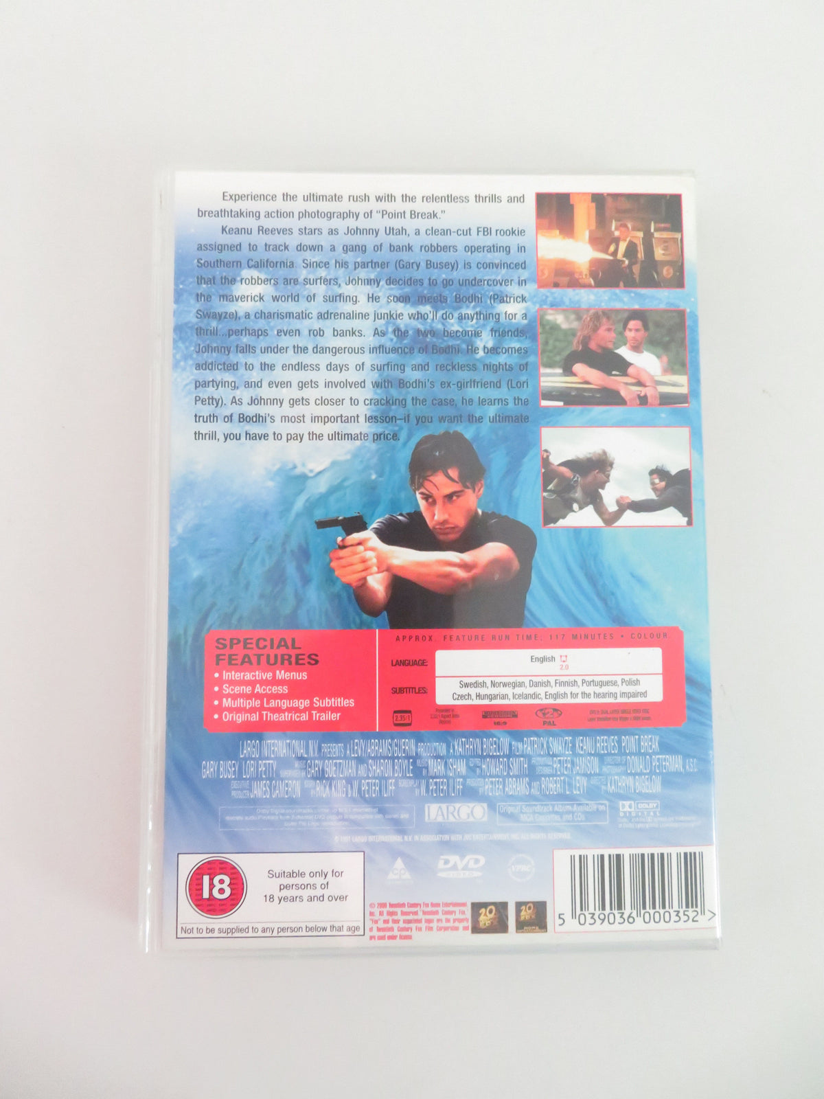 Point Break (DVD) Patrick Swayze Keanu Reeves 1991 Region 2