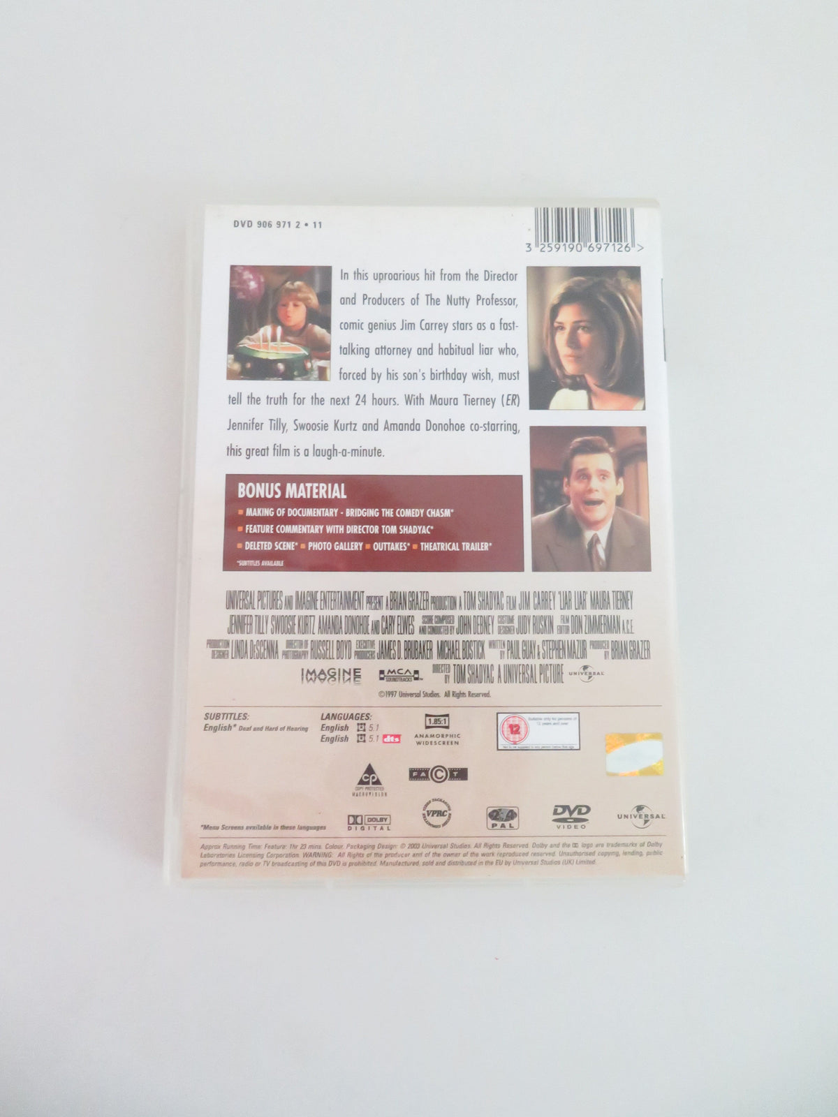 Liar Liar (DVD) Jim Carrey Maura Tierney 1997 Region 2,4